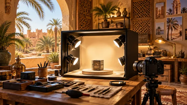 مشهد توضيحي من مختبر تصوير مصغر في توزر، في زمن معاصر.